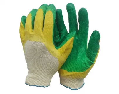 Перчатки х/б, 2-ой латекс, 13 кл (дракон, зелено-желтые)