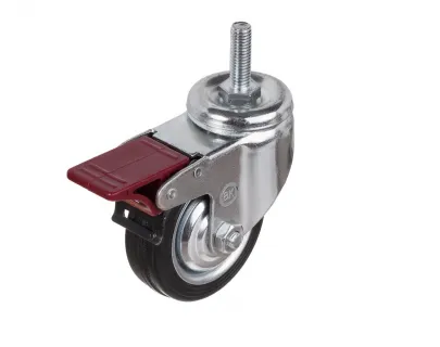 Колесо поворотное с болтом, с тормозом ЧЕРНОЕ, размер 75х25 /SCTB93