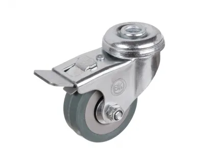 Колесо поворотное под болт М10 с тормозом БИРЮЗА, размер 100х26 /SCHGB42