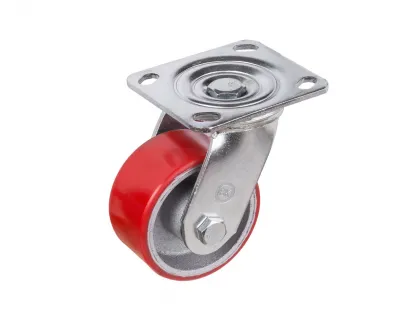 Колесо поворотное  КРАСНОЕ полиуретановое 75х50