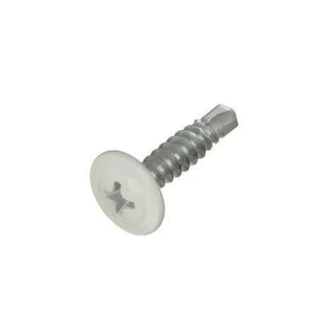 Саморез с прессшайбой сверло 4,2х16 RAL9003/цинк (сигнально-белый)