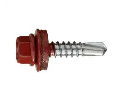 Саморез кровельный по металлу 5,5х19 RAL3003/цинк (рубиново-красный)