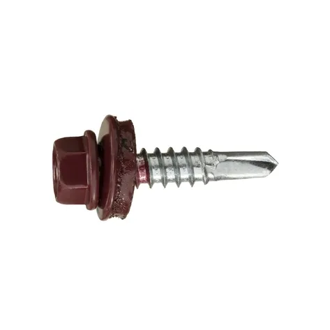 Саморез кровельный по металлу 5,5х19 RAL3005/цинк (винно-красный)