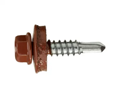 Саморез кровельный по металлу 5,5х25 RAL3009/цинк (оксидно-красный)