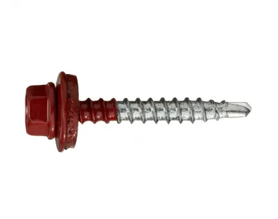 Саморез кровельный по дереву 4,8х29 RAL3011/цинк (коричнево-красный)