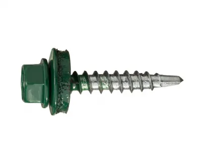 Саморез кровельный по дереву 4,8х35 RAL6005/цинк (зеленый)