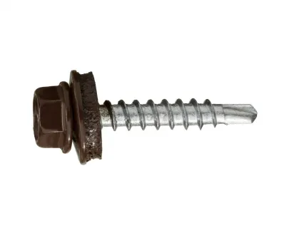 Саморез кровельный по дереву 4,8х35 RAL8017/цинк (шоколадно-коричневый)