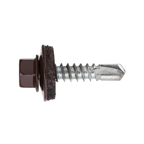 Саморез кровельный по металлу 5,5х25 RAL8017/цинк (шоколадно-коричневый)