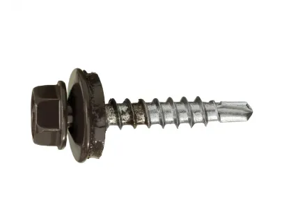Саморез кровельный по дереву 4,8х35 RAL8019/цинк (серо-коричневый)