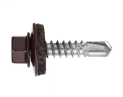Саморез кровельный по металлу 5,5х25 RAL8019/цинк (серо-коричневый)