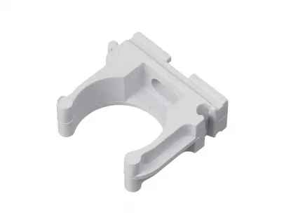 Клипса для труб 16 мм, серая, полипропилен.