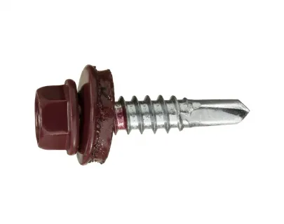 Саморез кровельный по металлу 4,8х19 RAL3005/цинк (винно-красный)