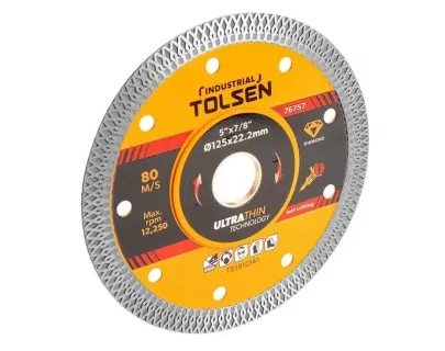 Круг алмазный отрезной сплошной Tolsen 125х22.2(20)мм, тонкий рез