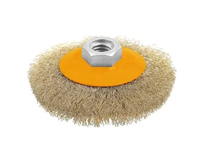 Щетка шлиф для УШМ коническая 100мм гофр проволока INDUSTRIAL Tolsen