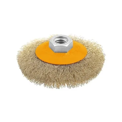 Щетка шлиф для УШМ коническая 100мм гофр проволока INDUSTRIAL Tolsen