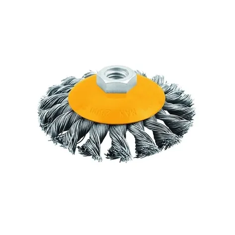 Щетка шлиф для УШМ коническая 100мм жесткая проволока INDUSTRIAL Tolsen